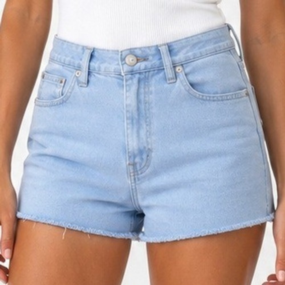 J.Crew Mercantile Women Periwinkle Blue Denim Cutoff Shorts Raw Hem Stretch 28/6